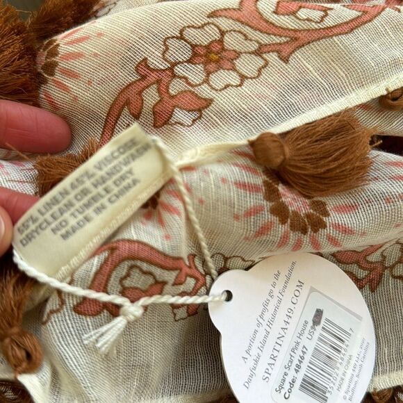 SPARTINA 449 PINK HOUSE SQUARE SCARF NWT - Picture 6 of 6